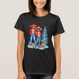 Camiseta Escena de Navidades de invierno de la pareja de le