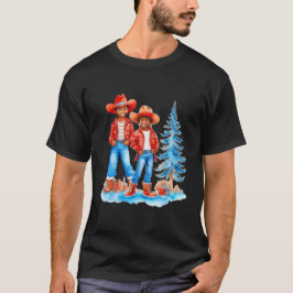 Camiseta Escena de Navidades de invierno de la pareja de le