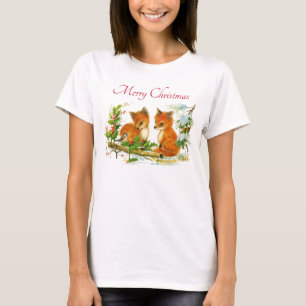Camiseta Escena de Navidades Retro de zorros de época