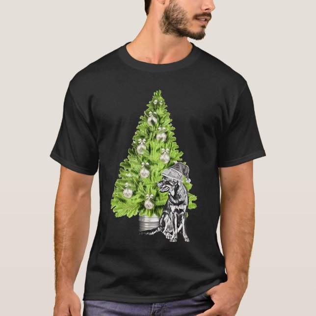 Camiseta Escena De Navidades Rottweiler Con Árbol De Navida (Anverso)