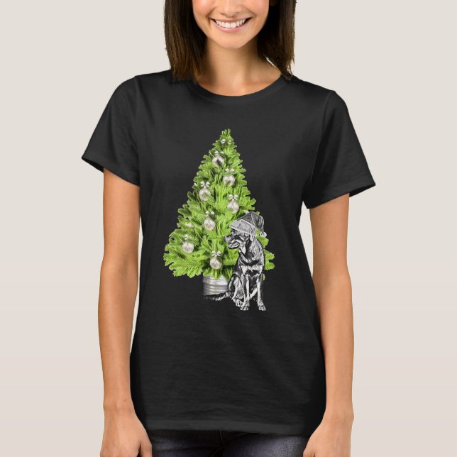 Camiseta Escena De Navidades Rottweiler Con Árbol De Navida (Anverso)