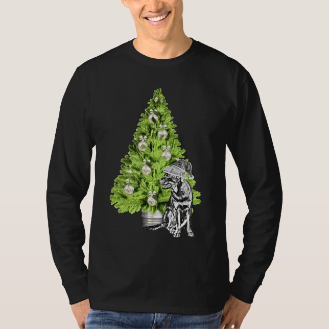 Camiseta Escena De Navidades Rottweiler Con Árbol De Navida (Anverso)