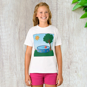 Camiseta Escena de piscina en el patio trasero de niños con
