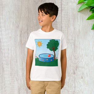 Camiseta Escena de piscina en el patio trasero de niños con