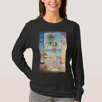 Camiseta Escena de playa de anime Vibes de verano – Arte de