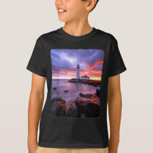 Camiseta Escena de playa de faro paisaje costero del océano