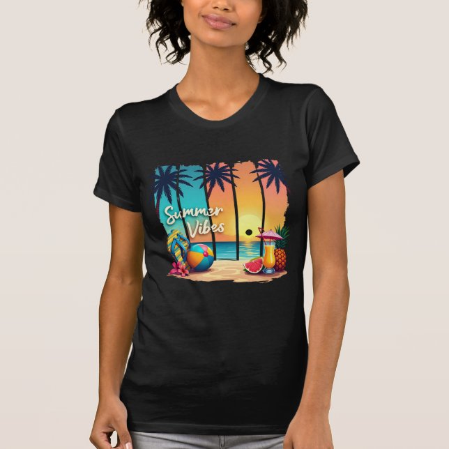 Camiseta Escena de playa de Summer Vibes - Sunset tropical  (Anverso)