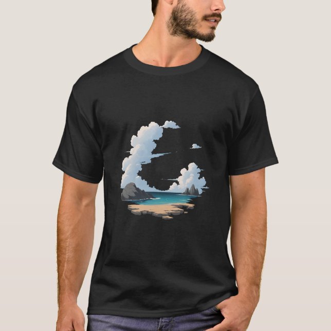 Camiseta Escena de playa en una isla (Anverso)