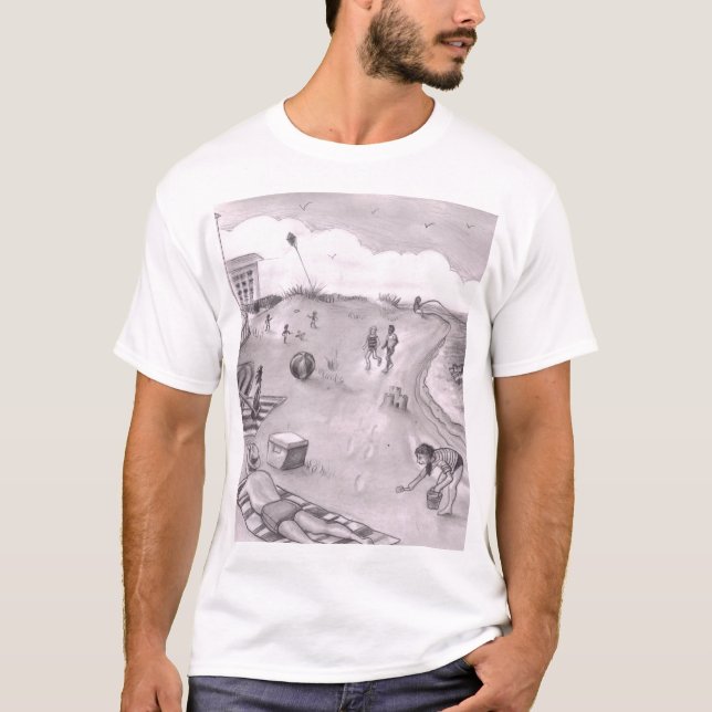 Camiseta Escena de playa pacífica y divertida con gente dis (Anverso)