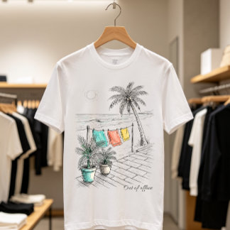 Camiseta Escena de vacaciones en la playa fuera de la ofici