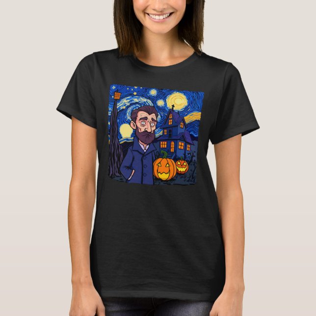 Camiseta Escena de Van Gogh embrujada - Halloween Starry gó (Anverso)