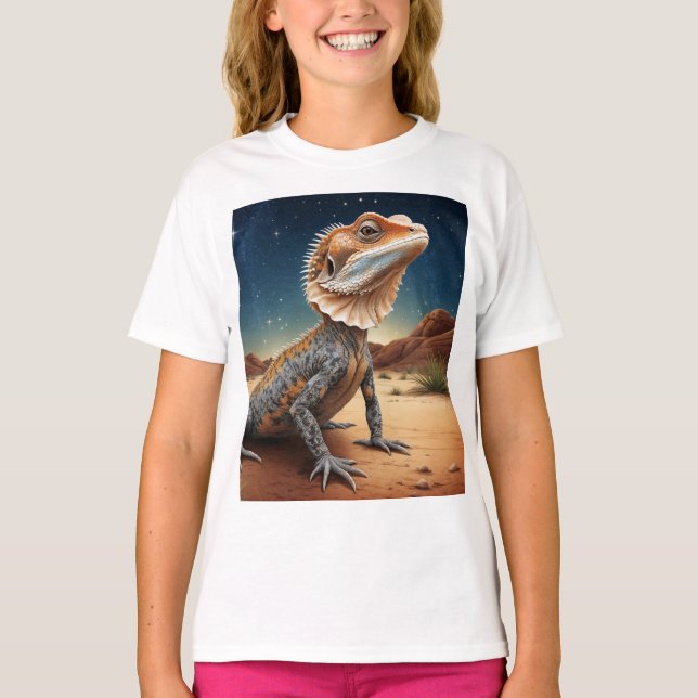 Camiseta Escena de vida silvestre Lizard de cuello de hembr (Anverso)