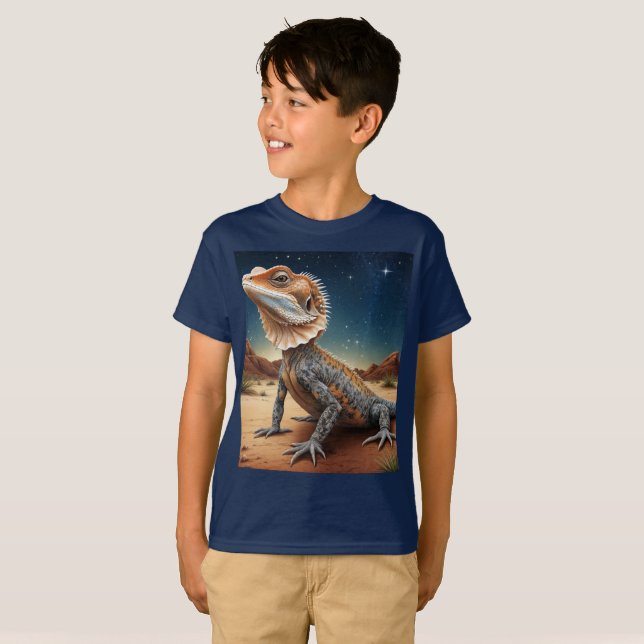 Camiseta Escena de vida silvestre Lizard de cuello de hembr (Anverso completo)