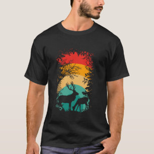 Camiseta Escena de vida silvestre silueta de ciervos al ata