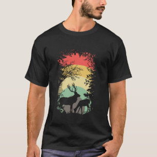 Camiseta Escena de vida silvestre silueta de ciervos al ata