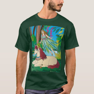 Camiseta Escena de Woodland y del agua en vuelo de hadas y 
