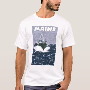 Camiseta Escena del barco de pesca de MaineCrab