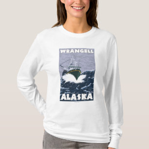 Camiseta Escena del barco de pesca - Wrangell, Alaska