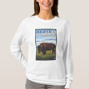Camiseta Escena del bisonte - cuenca de río de Chitina,