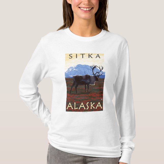 Camiseta Escena del caribú - Sitka, Alaska (Anverso)