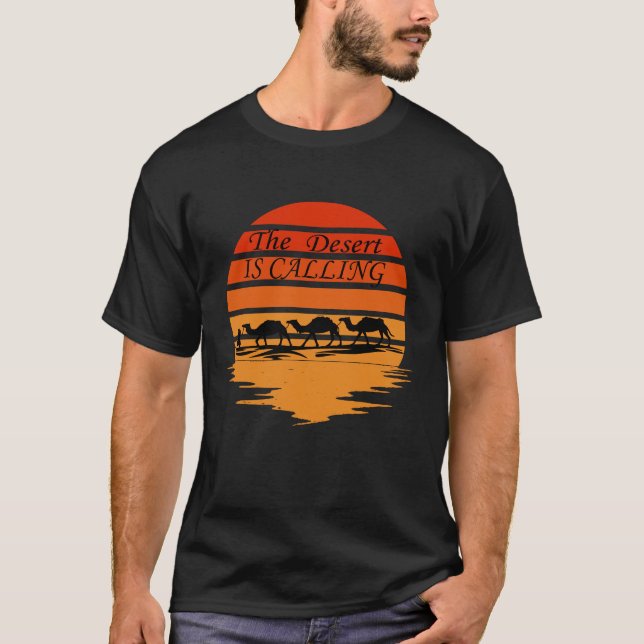 Camiseta Escena del desierto con cosecha de sol de camellos (Anverso)
