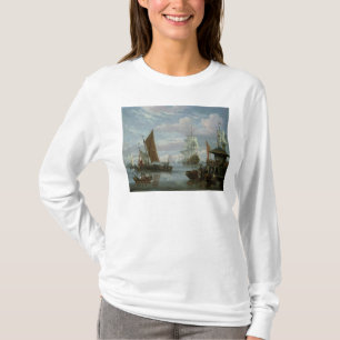 Camiseta Escena del estuario con los barcos y el pescador