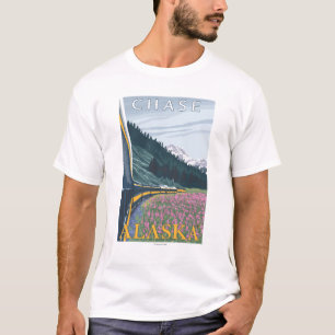 Camiseta Escena del ferrocarril de Alaska - caza, Alaska