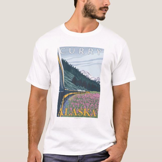 Camiseta Escena del ferrocarril de Alaska - curry, Alaska (Anverso)