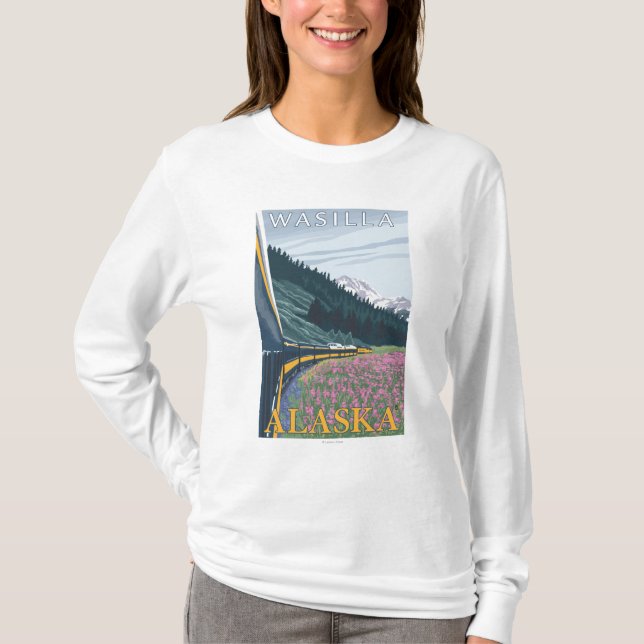 Camiseta Escena del ferrocarril de Alaska - Wasilla, Alaska (Anverso)