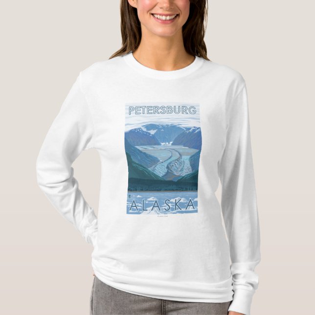 Camiseta Escena del glaciar - Petersburgo, Alaska (Anverso)