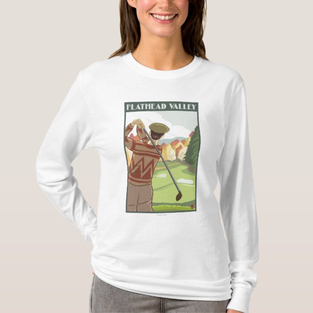 Camiseta Escena del golfista - lago de cabeza llana, (Anverso)