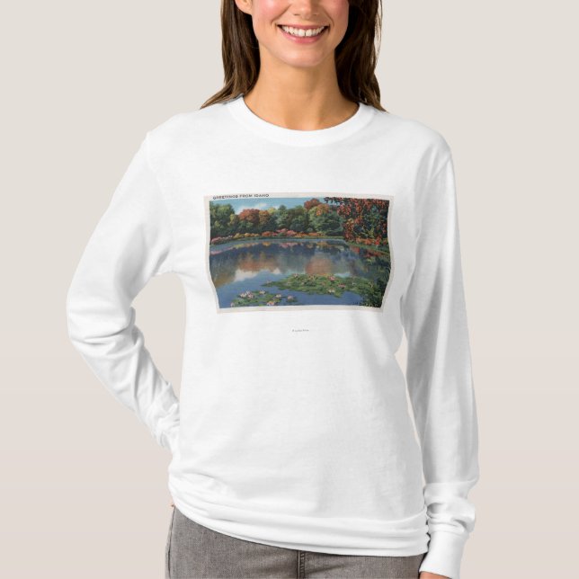 Camiseta Escena del lago idaho con el lirio PadsIdaho (Anverso)