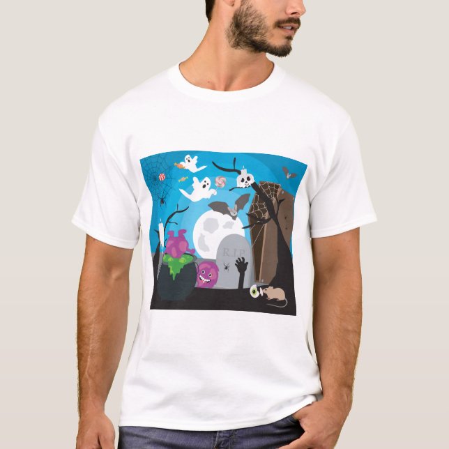 Camiseta Escena del Monstruo de Halloween (Anverso)
