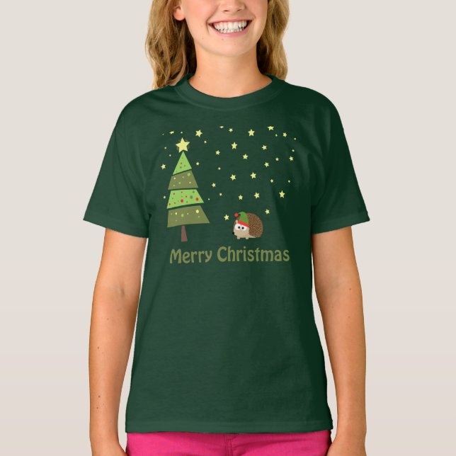 Camiseta Escena del navidad del erizo (Anverso)