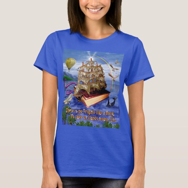 Camiseta Escena del océano de la nave del libro con la cita (Anverso)