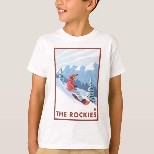 Camiseta Escena del Snowboarder - los Rockies (Anverso)