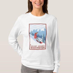 Camiseta Escena del Snowboarder - soporte Adams, Washington