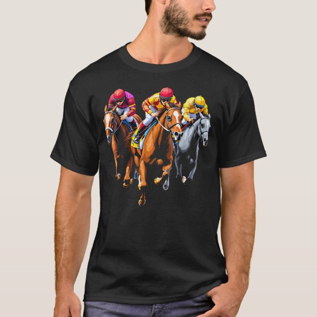 Camiseta Escena dinámica de carrera de caballos Derby (Anverso)