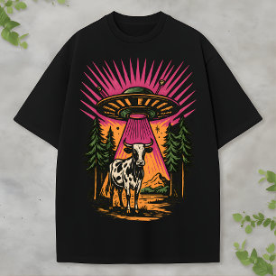 Camiseta Escena divertida de vaca alienígena OVNI retro en