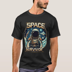 Camiseta Escena espacial retrofuturista con astronauta y co
