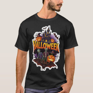 Camiseta Escena espeluznante de Halloween con castillo de z