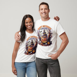 Camiseta Escena espeluznante de Halloween con la casa embru