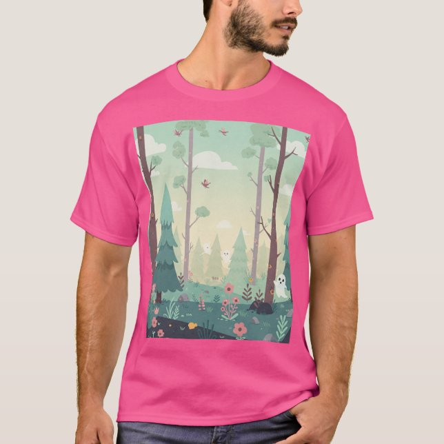 Camiseta Escena forestal con fantasmas (Anverso)