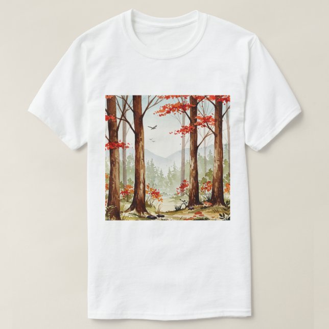 Camiseta Escena forestal de otoño (Diseño del anverso)
