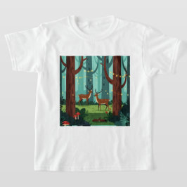 Camiseta Escena forestal mágica con dos renos