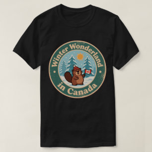 Camiseta Escena Invernal Canadiense Vintage