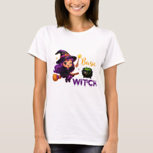 Camiseta Escena Mágica de Bruja Adorable para Diversión de