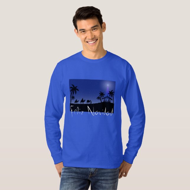 Camiseta Escena masculina de navidad Faliz navideña (Anverso completo)