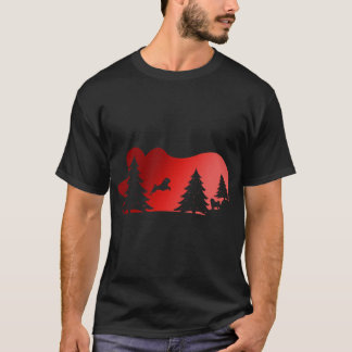 Camiseta Escena Navideña de Pug Festivo: Bosque Invernal En