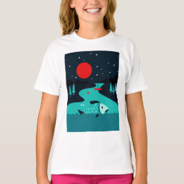 Camiseta Escena nocturna de un río